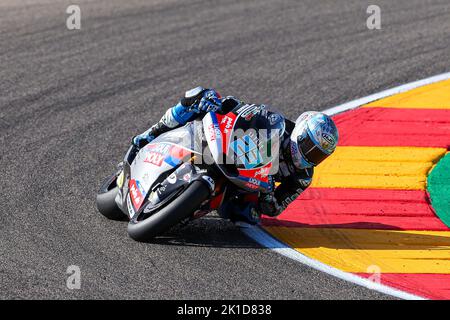 Marcel Schrotter dalla Germania di Liqui Moly intatto GP team con Kalex nel corso delle prove libere Moto2 del Gran Premio Animoca Brands de Aragon al Motorland Aragon Circuit di Alcaniz, Spagna. Foto Stock