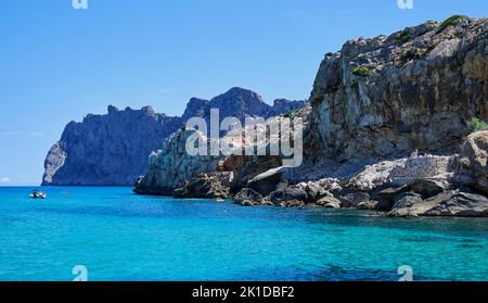 La baia di Cala Sant Vicenc a Maiorca Foto Stock