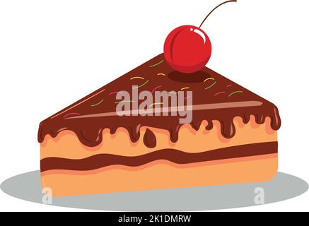 fetta di torta al cioccolato yummy con ciliegia Illustrazione Vettoriale