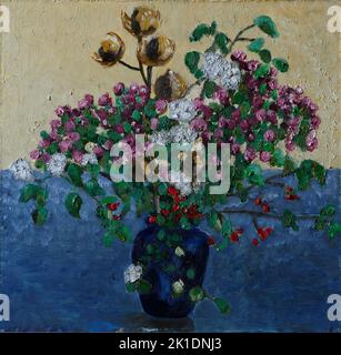 AJAXNETPHOTO. 2022. WORTHING, INGHILTERRA. - VASO MISTO - VASO E FIORI. DIPINTO AD OLIO SU HARDBOARD IN STILE STUCCO IMPRESSIONISTA DI ARTISTA SCONOSCIUTO. PITTURA NON VERNICIATA. TROVATO ARTE ORFANA. © DIGITAL IMAGE COPYRIGHT AJAX VINTAGE PICTURE LIBRARY SOURCE: AJAX VINTAGE PICTURE LIBRARY COLLECTION REF:GX8 220509 190 Foto Stock