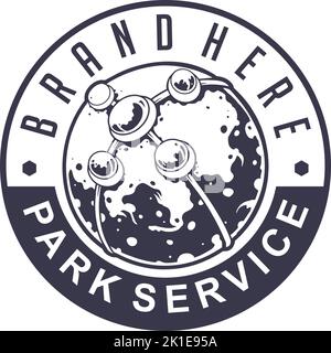 Park service vintage logo etichetta silhouette vettoriale illustrazioni per il tuo logo di lavoro, t-shirt merchandise, adesivi e disegni di etichette, poster, saluto Illustrazione Vettoriale