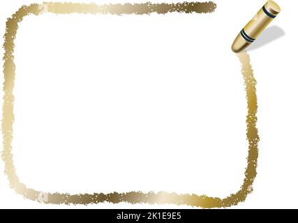 Vector Rectangle Crayon Texture struttura in oro disegnato a mano isolata su sfondo bianco. Illustrazione Vettoriale