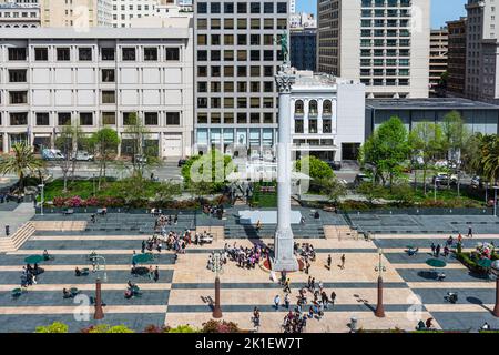 San Francisco,California,USA - 08 Aprile 2022 : vista dall'alto di Union Square Foto Stock