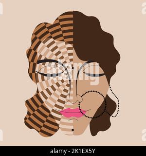 Un'illustrazione di una donna indiana vettore faccia arte Illustrazione Vettoriale