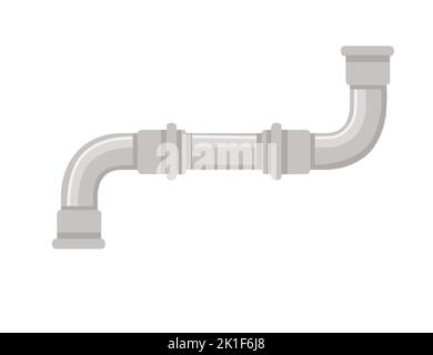 Tubazioni metalliche per il flusso d'acqua nell'edilizia industriale, illustrazione vettoriale isolata su sfondo bianco Illustrazione Vettoriale