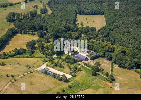 Veduta aerea, Haus Schwarzenstein, Drevenack, Hünxe, zona della Ruhr, Renania settentrionale-Vestfalia, Germania, DE, Europa, Hünxe, Fotografia aerea, Schwarzenstein Foto Stock