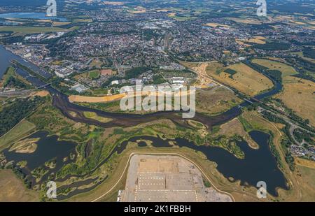 Veduta aerea, estuario di Lippe, Büdericher Insel, Wesel, basso Reno, Renania settentrionale-Vestfalia, Germania, DE, Europa, pianura alluvionale di Lippe, Fotografia aerea, N Foto Stock