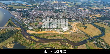 Veduta aerea, estuario di Lippe, Büdericher Insel, Wesel, basso Reno, Renania settentrionale-Vestfalia, Germania, DE, Europa, pianura alluvionale di Lippe, Fotografia aerea, N Foto Stock