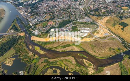 Veduta aerea, estuario di Lippe, Büdericher Insel, Wesel, basso Reno, Renania settentrionale-Vestfalia, Germania, DE, Europa, pianura alluvionale di Lippe, Fotografia aerea, N Foto Stock