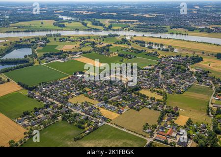 Veduta aerea, zona Bislich, Wesel, basso Reno, Renania settentrionale-Vestfalia, Germania, DE, Europa, fotografia aerea, vista villaggio, Vista sulla città Foto Stock