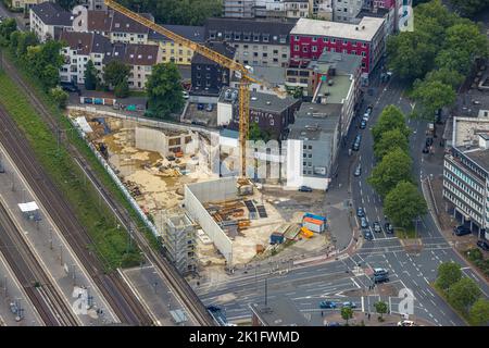 Vista aerea, garage nuovo edificio P7 a Südring vicino alla stazione centrale, Gleisdreieck, Bochum, Ruhr, Renania settentrionale-Vestfalia, Germania, Constructi Foto Stock