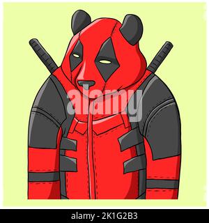 Panda disegnato. Panda in abito classico. Illustrazione nello stile di schizzo. Immagine vettoriale Foto Stock