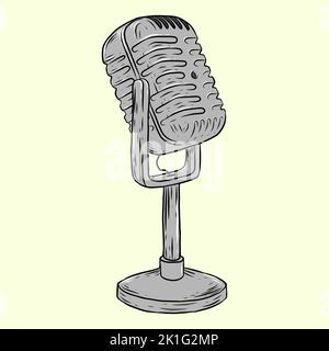 World radio day design con illustrazione vettoriale del microfono podcast. Buon modello per il podcast o radio day design. Foto Stock