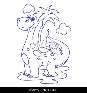 Dinosauro. Divertente dinosauro colorato in stile cartone animato. Un animale del periodo giurassico. Vettore. Foto Stock