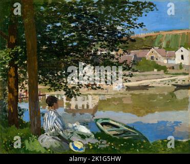 Sulla riva della Senna, Bennecourt. Claude Monet. 1868. Foto Stock