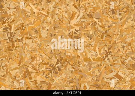 Pannelli OSB senza cuciture in trucioli di legno. Pannelli di legno compensato. Texture vettoriale . Sfondo delle particelle orientato. Foglio di cartone con sfilacciatura Illustrazione Vettoriale