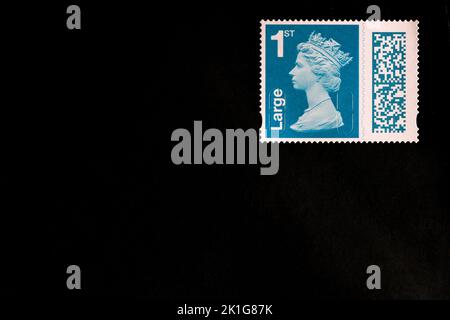 1st Classe Large Letter timbro con codice a barre Foto Stock