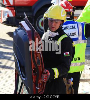 South Wales Fire and Rescue Service, UK Rescue Organization (UKRO) Games, Cardiff Bay, 2018 Foto Stock