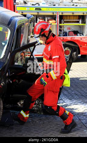 County Durham and Darlington Fire and Rescue Service, UK Rescue Organization (UKRO) Games, Cardiff Bay, 2018 Foto Stock