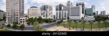 Un panorama drone del centro di Orlando Foto Stock