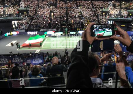 Tifosi italiani alle finali della Coppa Davis, Gruppo A (Unipol Arena, Bologna) Foto Stock