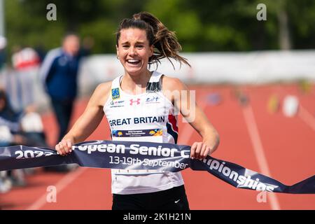 Charlie Follett di Gran Bretagna vince la medaglia d'oro ai campionati europei di pentathlon senior a Szekesfehervar, Ungheria, 18 settembre 2022. (CTK Foto Stock