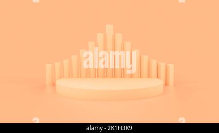Scena podio. Minimo stadio vuoto geometrico. Composizione delle colonne. illustrazione di rendering 3d Foto Stock