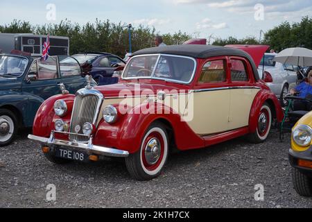 Exeter, Regno Unito-Agosto 2022: 1953 Riley RM Series ad una mostra di auto classica alla Greendale Farm vicino Exeter Foto Stock