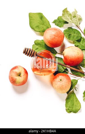 Mele e miele. Composizione autunnale. Tradizionale festa ebraica Capodanno. Buon Rosh Hashanah. Foto Stock