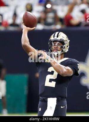 New Orleans, Stati Uniti. 18th Set, 2022. Il quartback di Jameis Winston dei New Orleans Saints prima dell'inizio di una partita della National Football League al Caesars Superdome di New Orleans, Louisiana, domenica 18 settembre 2022. (Foto di Peter G. Forest/Sipa USA) Credit: Sipa USA/Alamy Live News Foto Stock