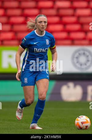 Londra, Regno Unito. 18th Set, 2022. Londra, 18th settembre 2022: Louise Quinn (#4 Birmingham) durante l'appuntamento del Barclays Womens Championship tra Charlton Athletic e Birmingham City alla Valley di Londra, Inghilterra. (James Whitehead/SPP) Credit: SPP Sport Press Photo. /Alamy Live News Foto Stock