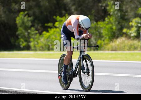 Ellen van Dijk dei Paesi Bassi, vincendo la prova cronometrata femminile ai Campionati mondiali di ciclismo su strada UCI 2022. Foto Stock