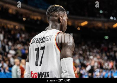 Berlino, Germania. 18th Set, 2022. Dennis Schroder di Germania visto durante il terzo posto di gioco della FIBA Eurobasket 2022 tra Germania e Polonia alla Mercedes Benz Arena. Punteggio finale; Germania 82: 69 Polonia. (Foto di Nicholas Muller/SOPA Images/Sipa USA) Credit: Sipa USA/Alamy Live News Foto Stock