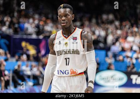 Berlino, Germania. 18th Set, 2022. Dennis Schroder di Germania visto durante il terzo posto di gioco della FIBA Eurobasket 2022 tra Germania e Polonia alla Mercedes Benz Arena. Punteggio finale; Germania 82: 69 Polonia. (Foto di Nicholas Muller/SOPA Images/Sipa USA) Credit: Sipa USA/Alamy Live News Foto Stock