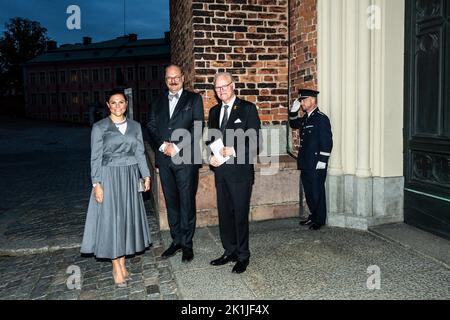 Stoccolma, Svezia. 18th Set, 2022. La Principessa Corona Vittoria di Svezia partecipa al concerto commemorativo "come in cielo così anche sulla terra" nella chiesa di Riddarholm a Stoccolma domenica 18 settembre 2022. Il concerto è stato tenuto in memoria di Carlo XV, morto il 18 settembre 1872 e aperto da Vox Archangeli che eseguiva canto gregoriano e si è concluso con fa. Requiem di Reissiger dedicato a Karl XIV Johan. Foto di Ida Åkesson/Stella Pictures/ABACAPRESS.COM Credit: Abaca Press/Alamy Live News Foto Stock