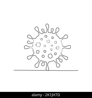 Coronavirus una linea di disegno. Concetto per Covid, Coronavirus, Corona, Virus, Salute Illustrazione Vettoriale