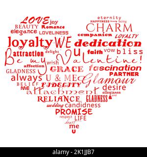 Parole d'amore che formano un cuore Foto Stock