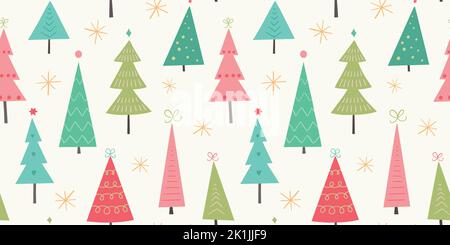 Sfondo modello albero di Natale. Bordo stagionale del vettore. Illustrazione Vettoriale