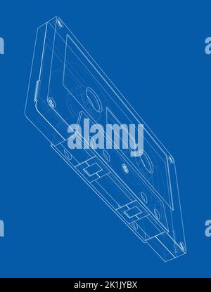 Nastro a cassetta. Rappresentazione vettoriale di 3D Illustrazione Vettoriale