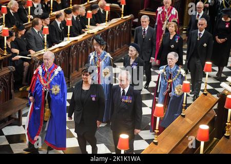 Gli ospiti arrivano al funerale di Stato della Regina Elisabetta II, tenuto all'Abbazia di Westminster, Londra. Data immagine: Lunedì 19 settembre 2022. Foto Stock