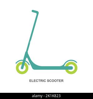 Icona scooter elettrico. Illustrazione vettoriale del trasporto ecologico per lo stile di vita cittadino. Illustrazione Vettoriale