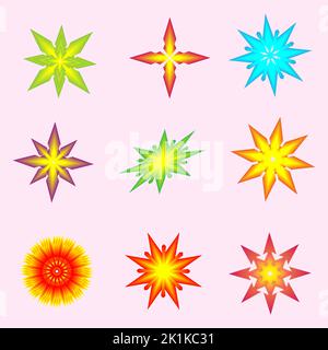 Set di icone stella forma bolle pulsante nota etichetta etichetta badge decorazione astratto sfondo motivo grafico disegno vettore illustrazione Illustrazione Vettoriale