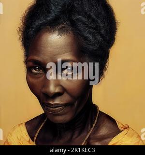 Avatar concettuale generato digitalmente di una donna africana matura Foto Stock