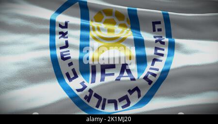 Barcellona, Spagna - 17 settembre 2022: Logo della Israel IFA Israel Football Association. 3D illustrazione, Editoriale illustrativo. Foto Stock