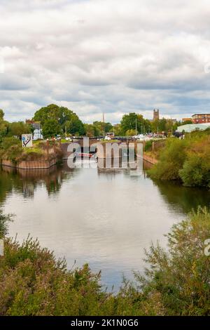 Diglis Lock River Severn Worcester Worcestershire Foto Stock