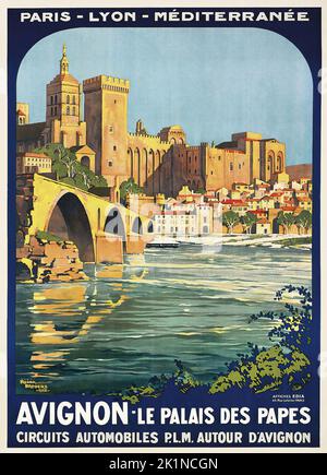 Poster di viaggio d'epoca - Roger Broders AVIGNONE 1922 Foto Stock