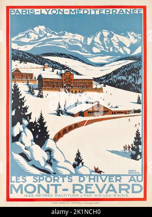 Poster di viaggio d'epoca - Roger Broders Les Sports D'Hiver Au Mont-Revard 1927 Foto Stock