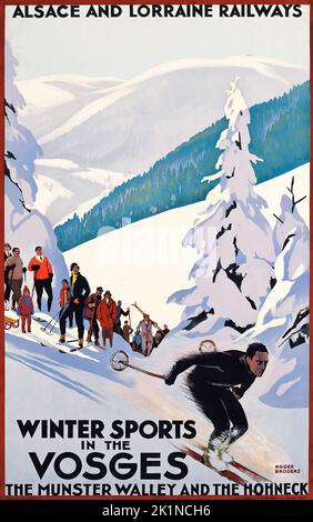 Poster di viaggio d'epoca - Roger Broders Sport invernali nei Vosgi c 1930 Foto Stock