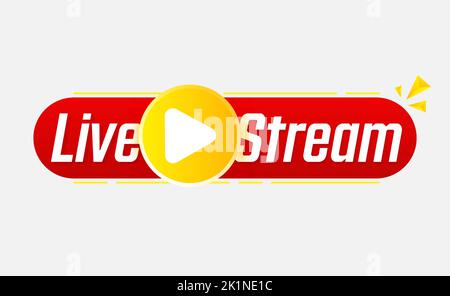 Insegna banner live streaming. Icona della traduzione online. Design della linea di pulsanti per lo streaming Internet Illustrazione Vettoriale