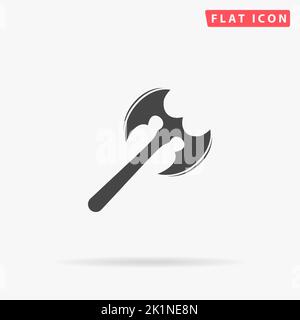 Icona a forma di vettore piatto Battleaxe. Illustrazioni di disegno di stile disegnate a mano. Illustrazione Vettoriale